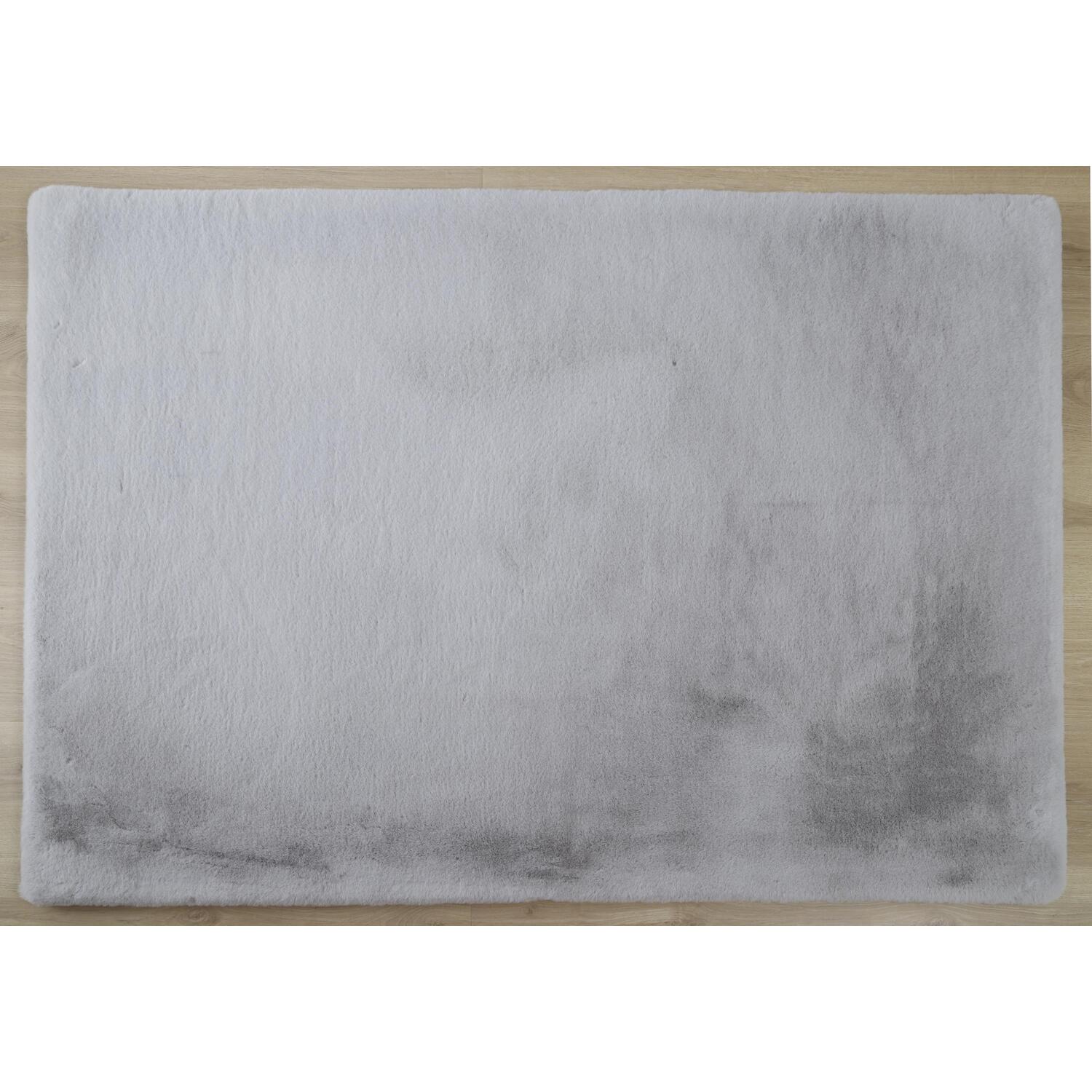 Silver Snow Lux Faux Rabbit Fur Rug 150 x 100cm Image 1