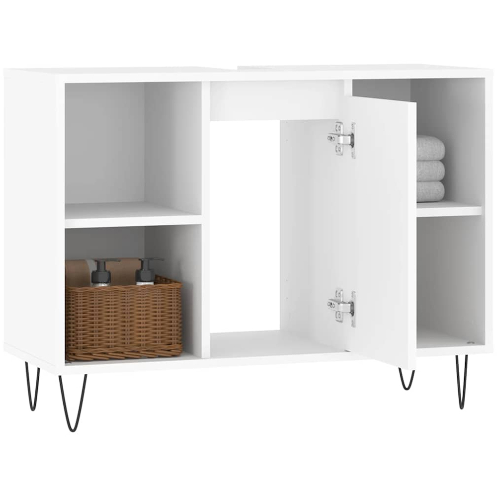 vidaXL Single Door 4 Open Shelf White Bathroom Cabinet Image 4