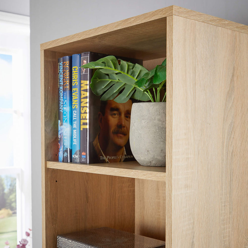 Home Source Clara 6 Shelf Oak Narrow Bookcase Image 3
