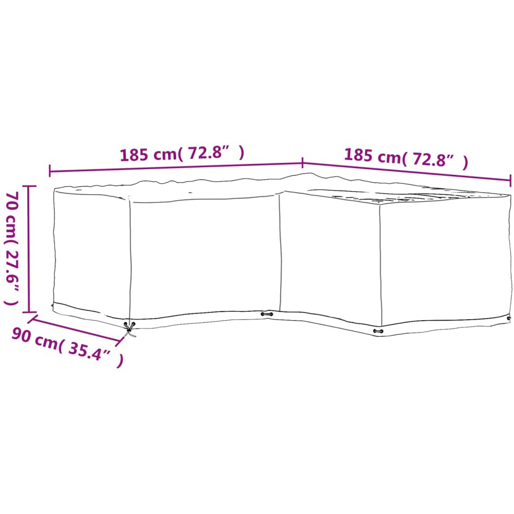Walplus Black Eyelet Garden Furniture Cover with 12 Eyelets 70 x 185 x 185cm Image 9