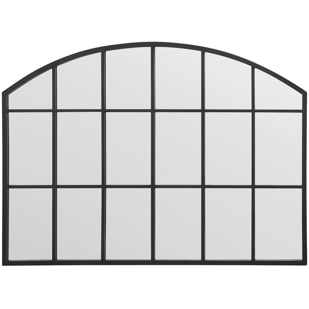 The Arcus Black Arched Metal Over Mantle Wall Mirror 90 x 65cm Image 1