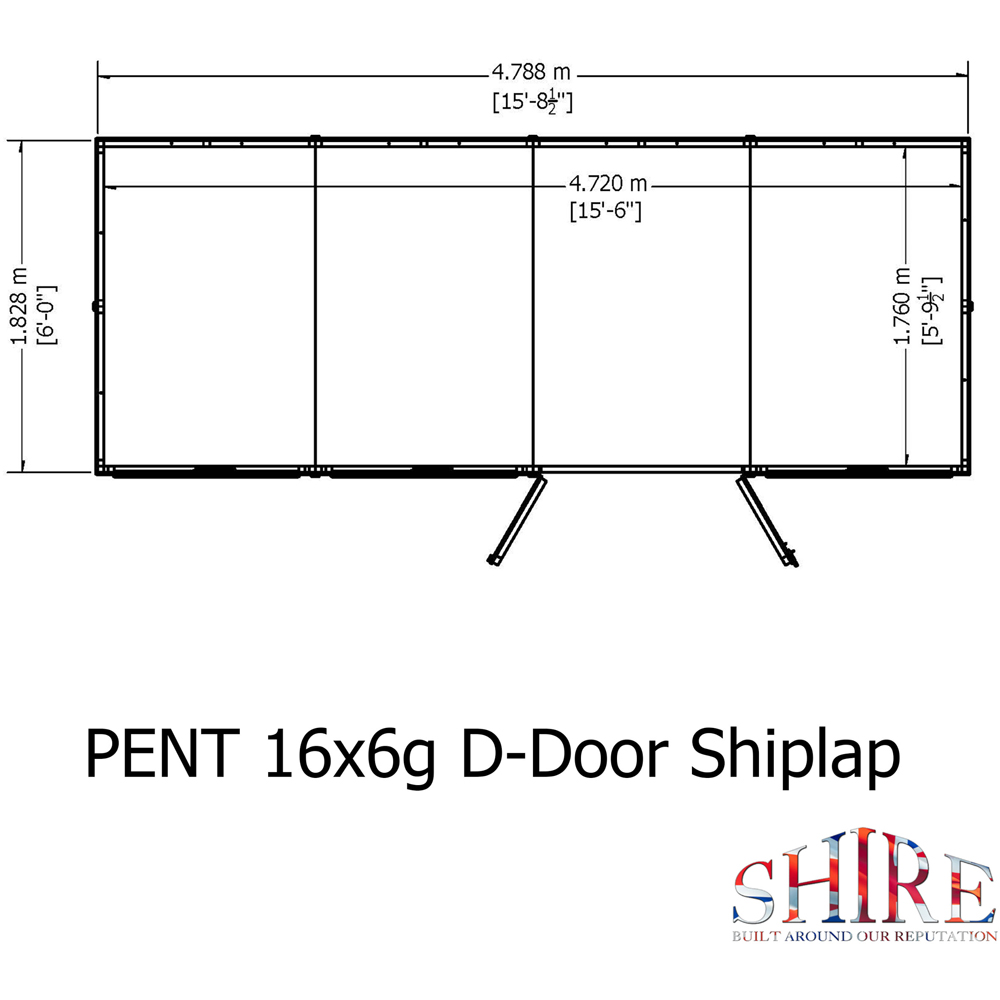 Shire 16 x 6ft Shiplap Pent Garden Storage Shed Image 7