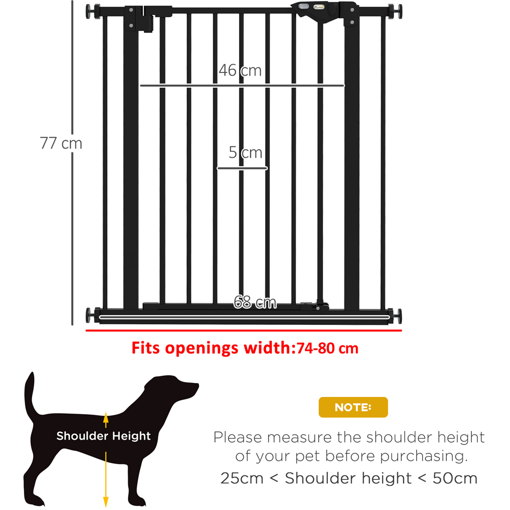 PawHut Black 74-80cm Pet Safety Gate Image 8