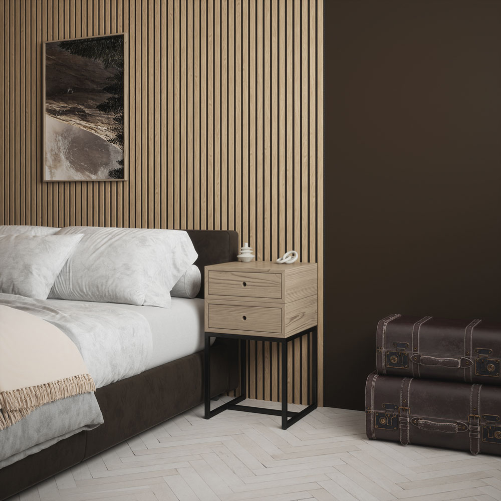 Kraus Easy Living Natural Oak Acoustic Slat Wall Panel 240 x 60cm Image 2