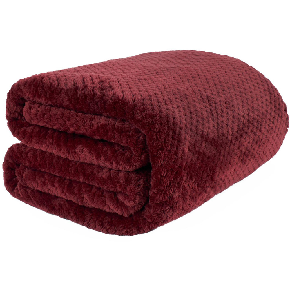 Dreamscene Luxury Burgundy Honeycomb Mink Waffle Throw 240 x 200cm Image 1