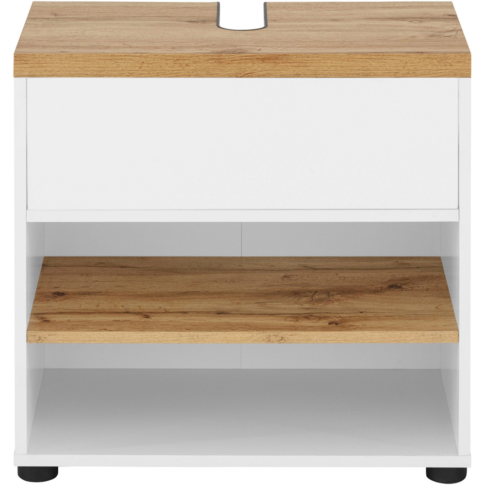 Loft24 Thessa Single Door White Oak Sink Cabinet Image 3