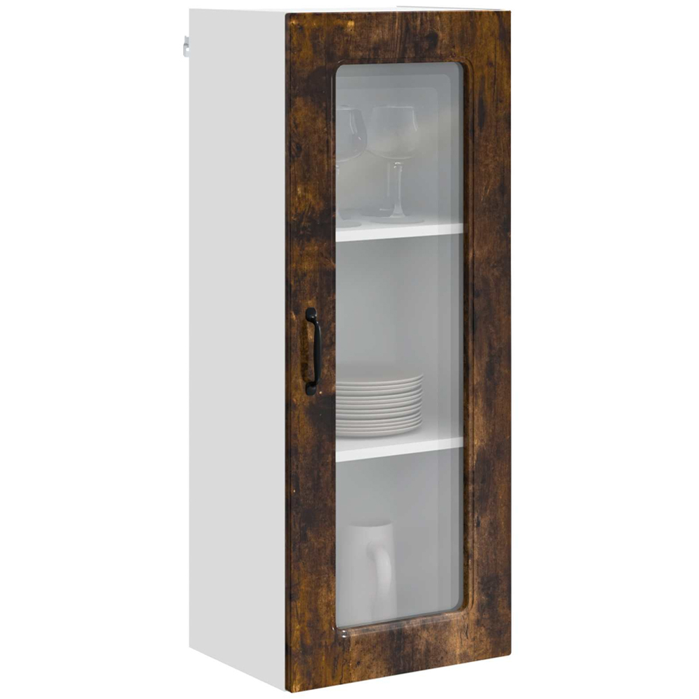 vidaXL Single Glass Door Smoked Oak Kitchen Wall Cabinet Image 3