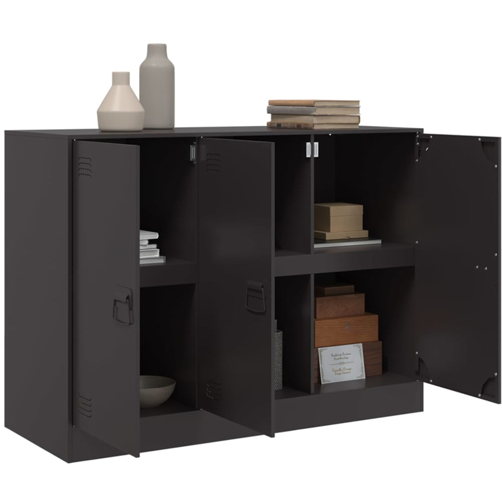 vidaXL 3 Door Black Metal Sideboard Image 5