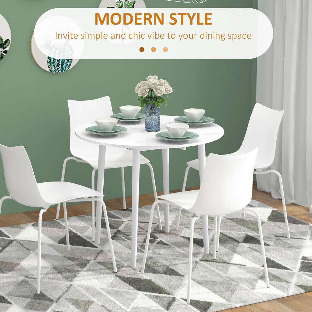 HOMCOM 4 Seater White Round Foldable Dining Table Image 5