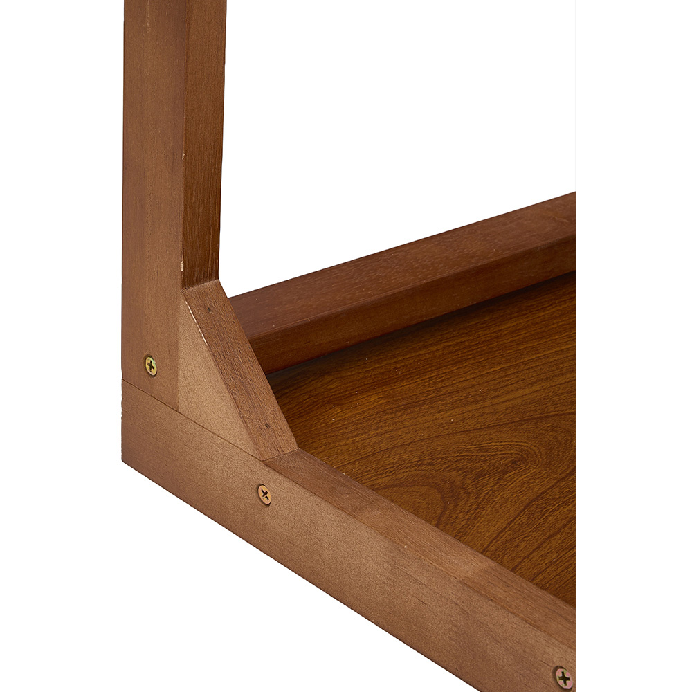 Living and Home Walnut C-Shaped Side Table with Flip-Top Storage and Wheels Image 5