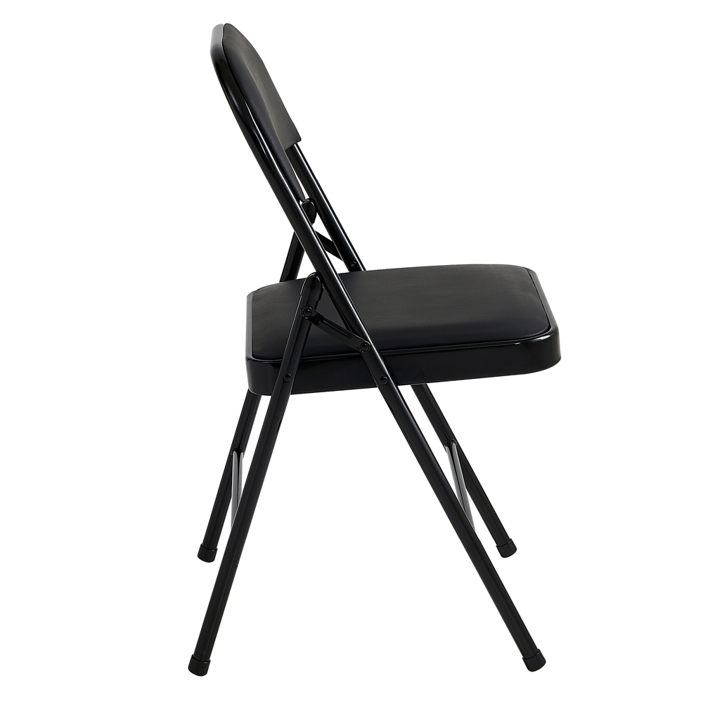Set of 4 Black Padded Folding Metal Dining Chairs Image 3