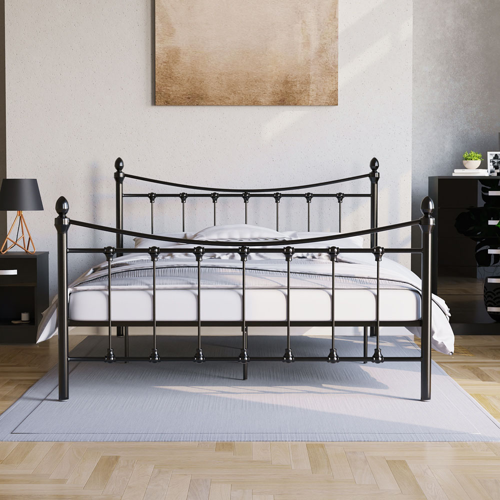 Vida Designs Paris Double Black Metal Bed Frame Image 5