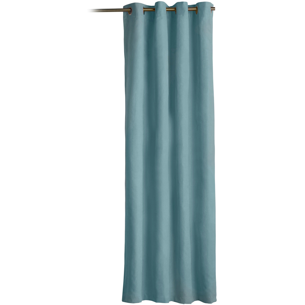 Alan Symonds Teal Velvet Chenille Blackout Ring Top Eyelet Curtains 137 x 213cm Image 2
