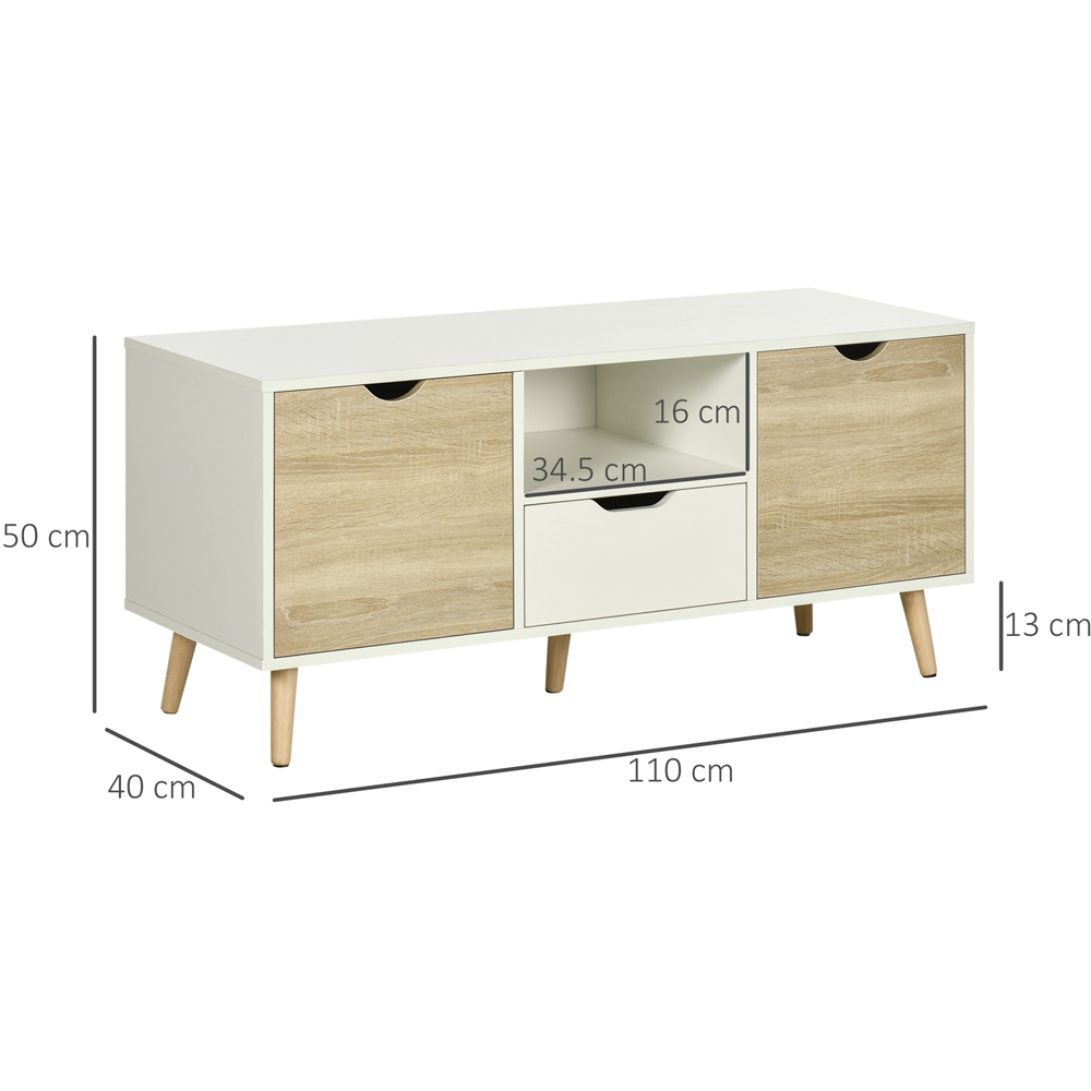 Portland 2 Door Single Drawer Natural and White TV Cabinet Image 8