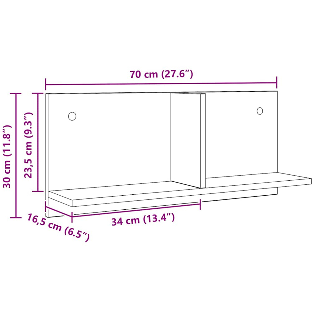 vidaXL 2 Shelf Artesian Oak Wall Cabinet Image 8