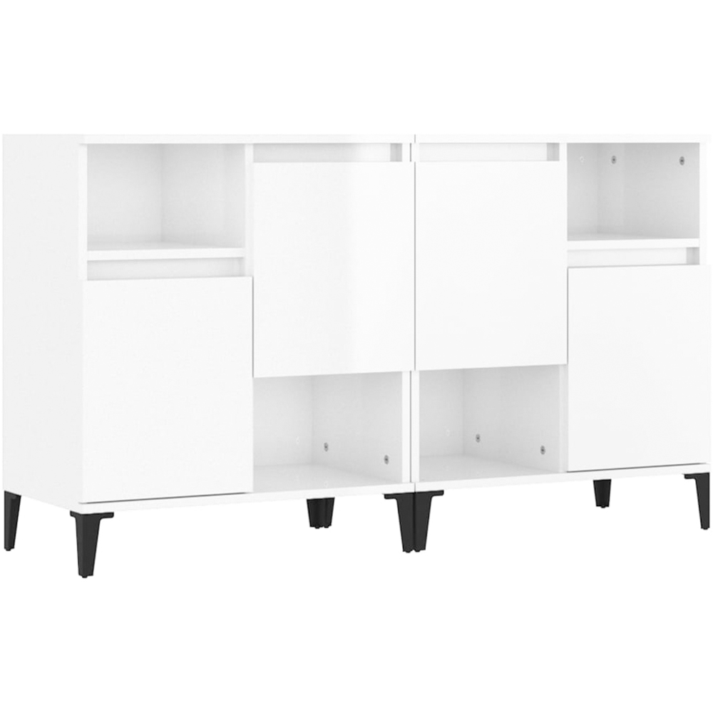 vidaXL 2 Door 2 Shelf White Sideboard Set of 2 Image 2