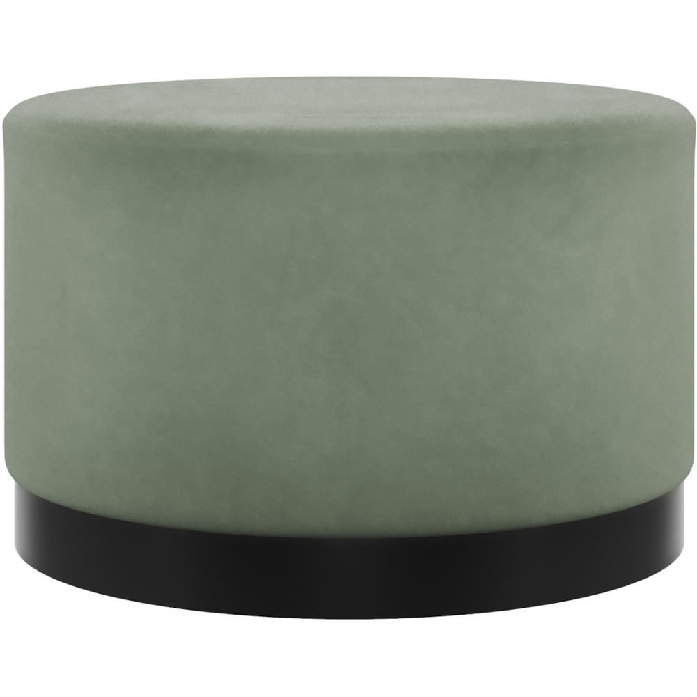 Lara Large Sage Velvet and Brushed Gold Pouffe Image 2