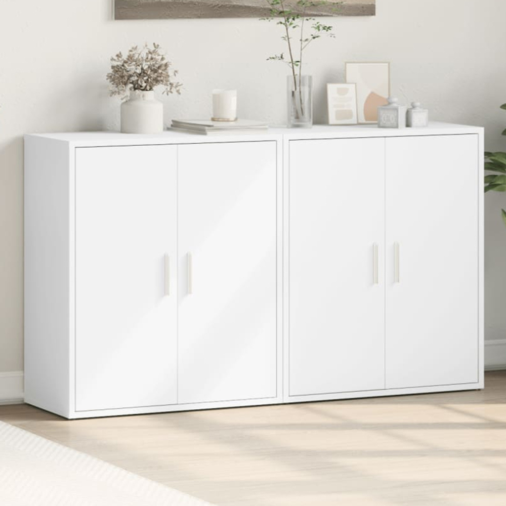 vidaXL 2 Door White Sideboard Set of 2 Image 1