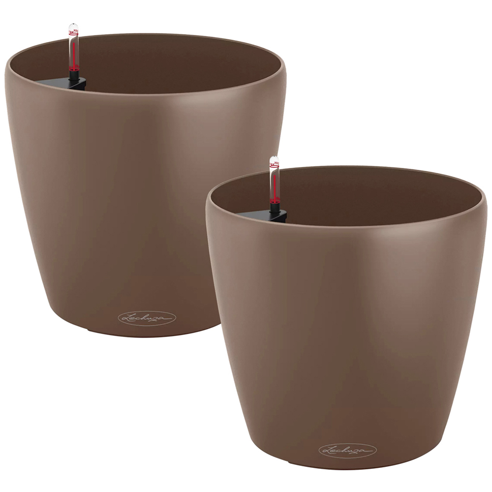 Lechuza Classico Nutmeg Poly-Resin Self-Watering Planter 28cm 2 Pack Image 1