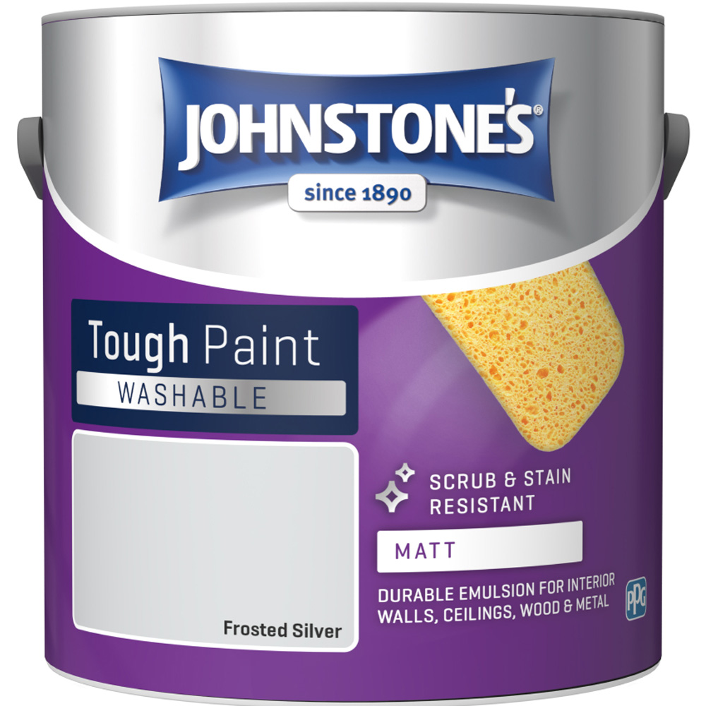 Johnstone's Washable Frosted Silver Matt Emulsion Paint 2.5L Image 2