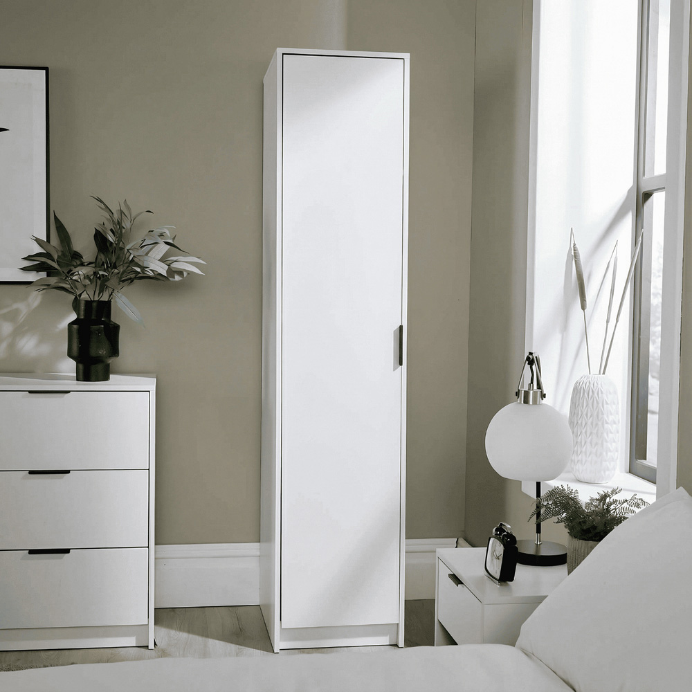 Home Source Phoenix Single Door White Wardrobe with Hanging Rail Image 9