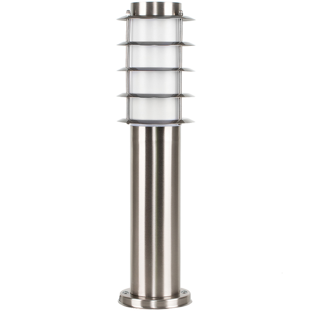 ValueLights Wharf Set of 4 Silver Warm White Bulb Bollard Lights Image 1