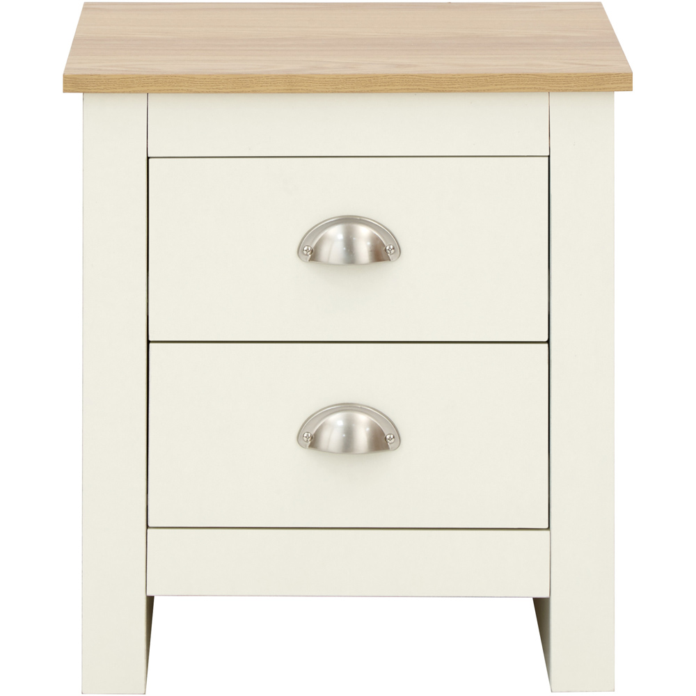 GFW Lancaster 2 Drawer Cream Bedside Table Image 4