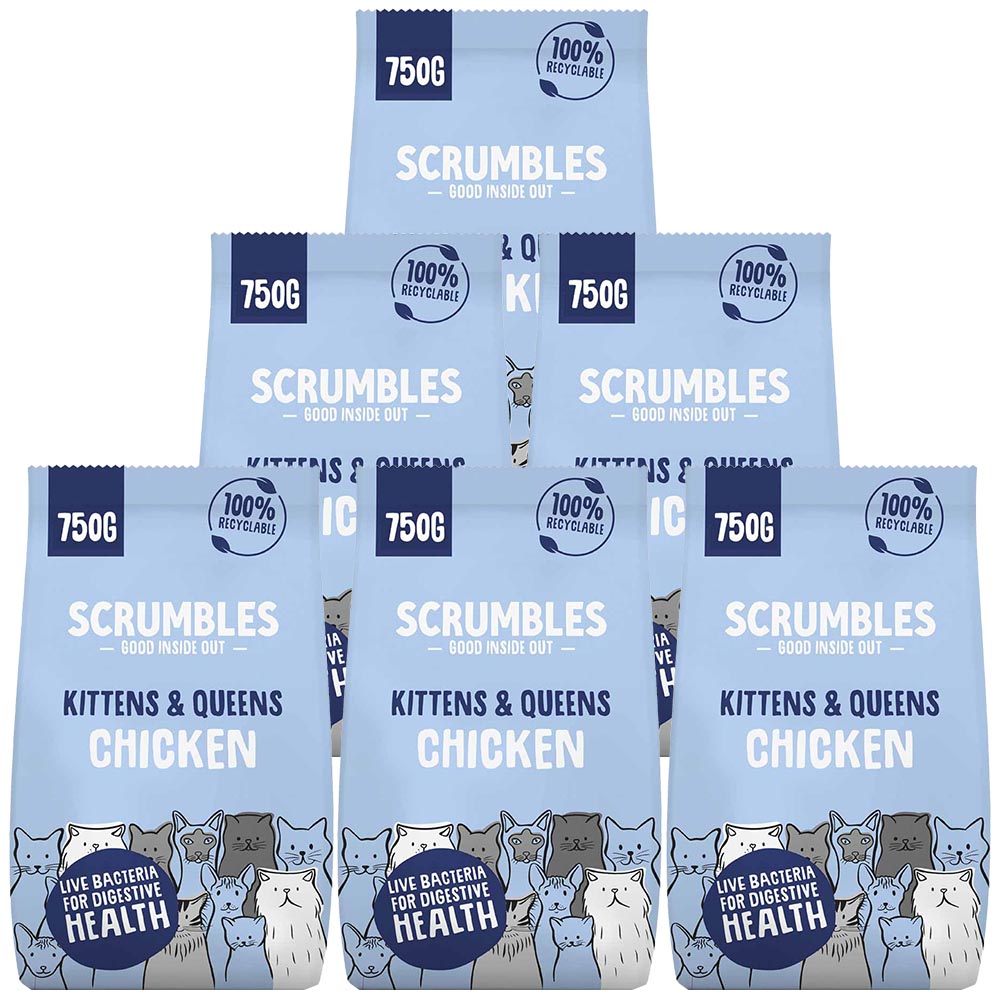 Scrumbles Chicken Kittens and Queens Dry Cat Food Case of 6 x 750g Image 1