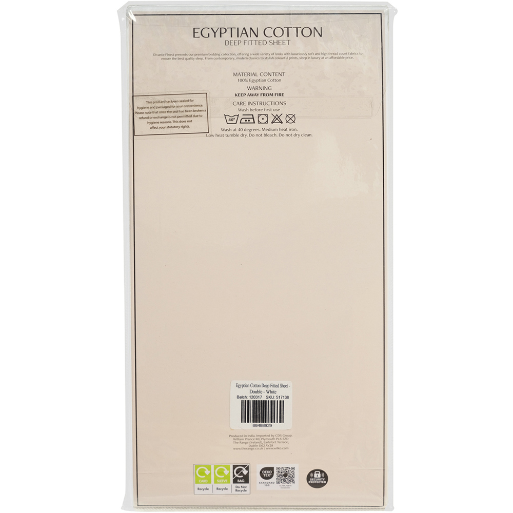 Egyptian Cotton Deep Fitted Bed Sheet White Double Image 2