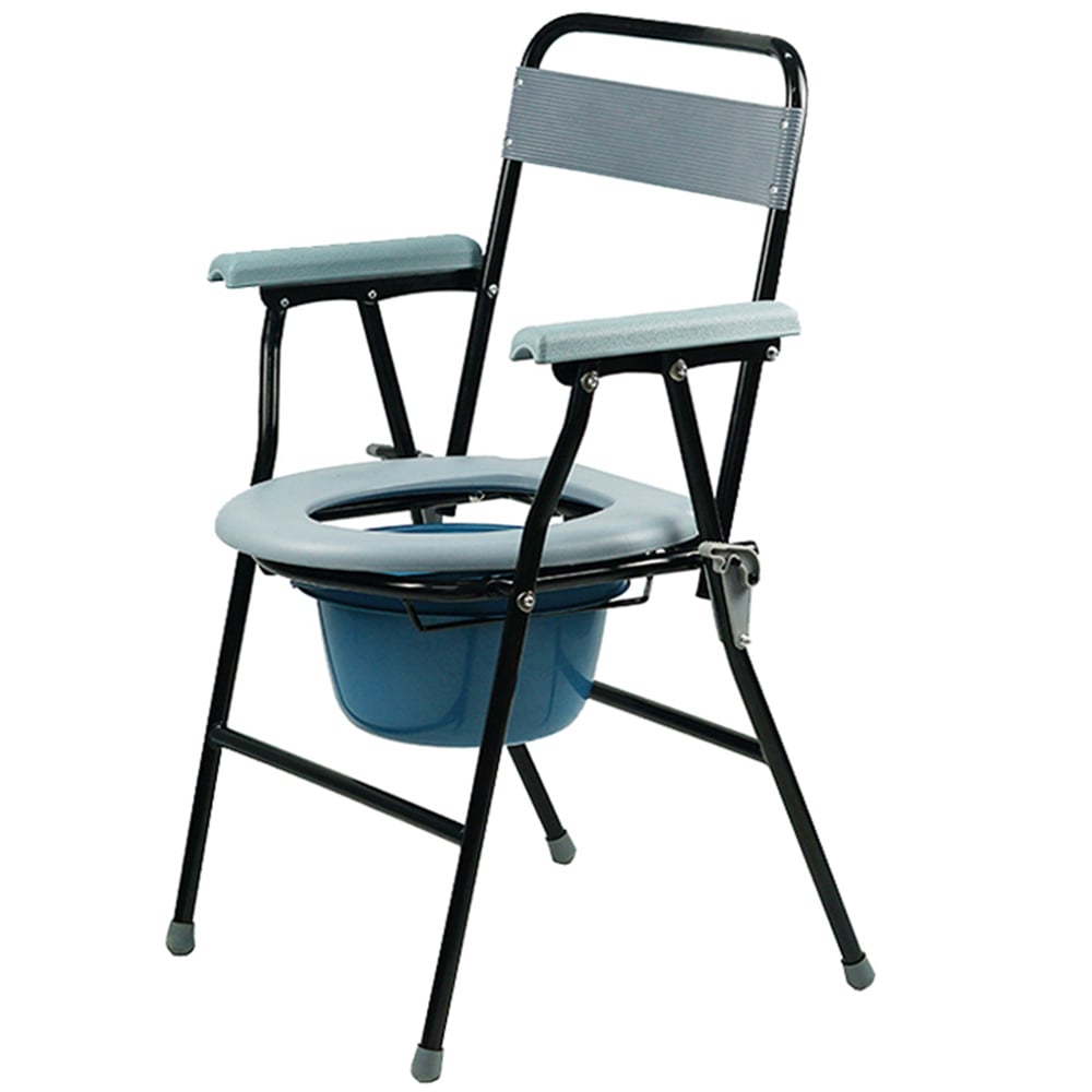Gr8 Home Folding Steel Commode Toilet Chair and Pan Image 2