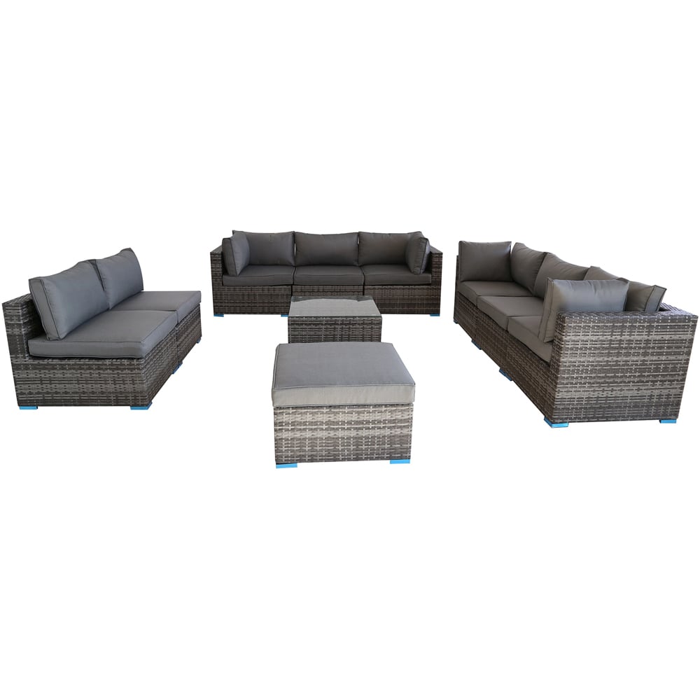 Furniture One 9 Seater Grey Rattan Garden Sofa Set Image 3