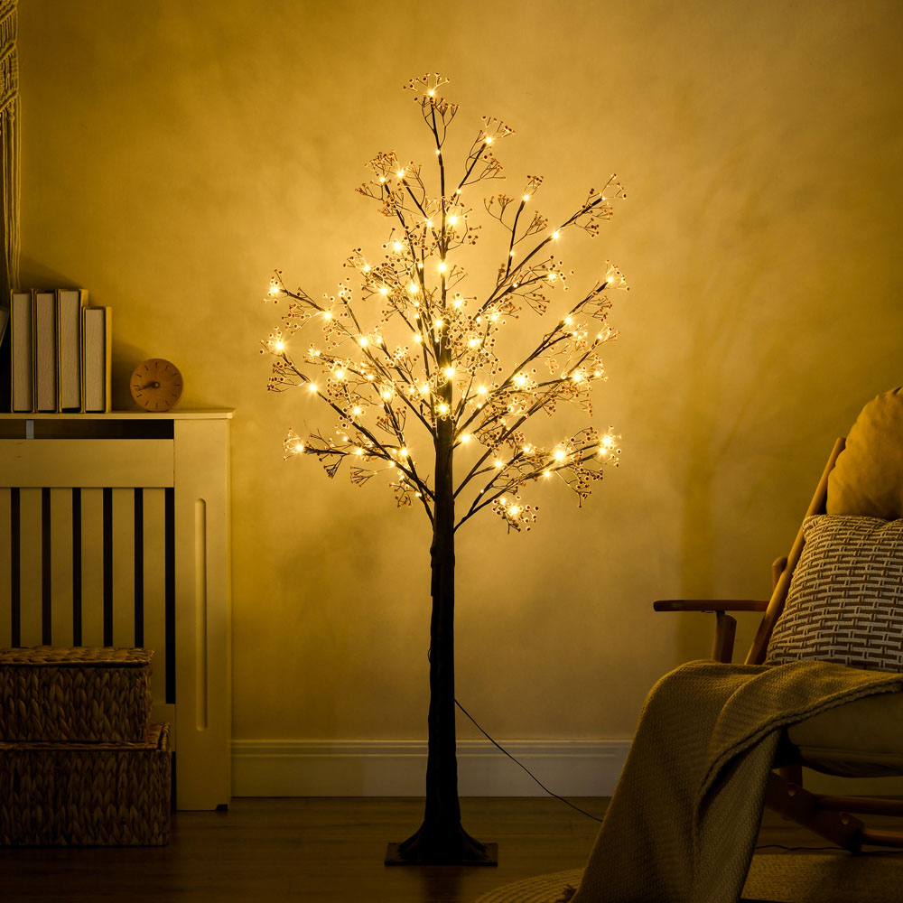 Everglow Brown Artificial Gypsophila Blossom Tree Light 5ft Image 2