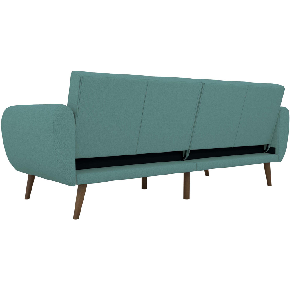 Novogratz Brittany 3 Seater Light Blue Linen Sofa Bed with Wooden Legs Image 7