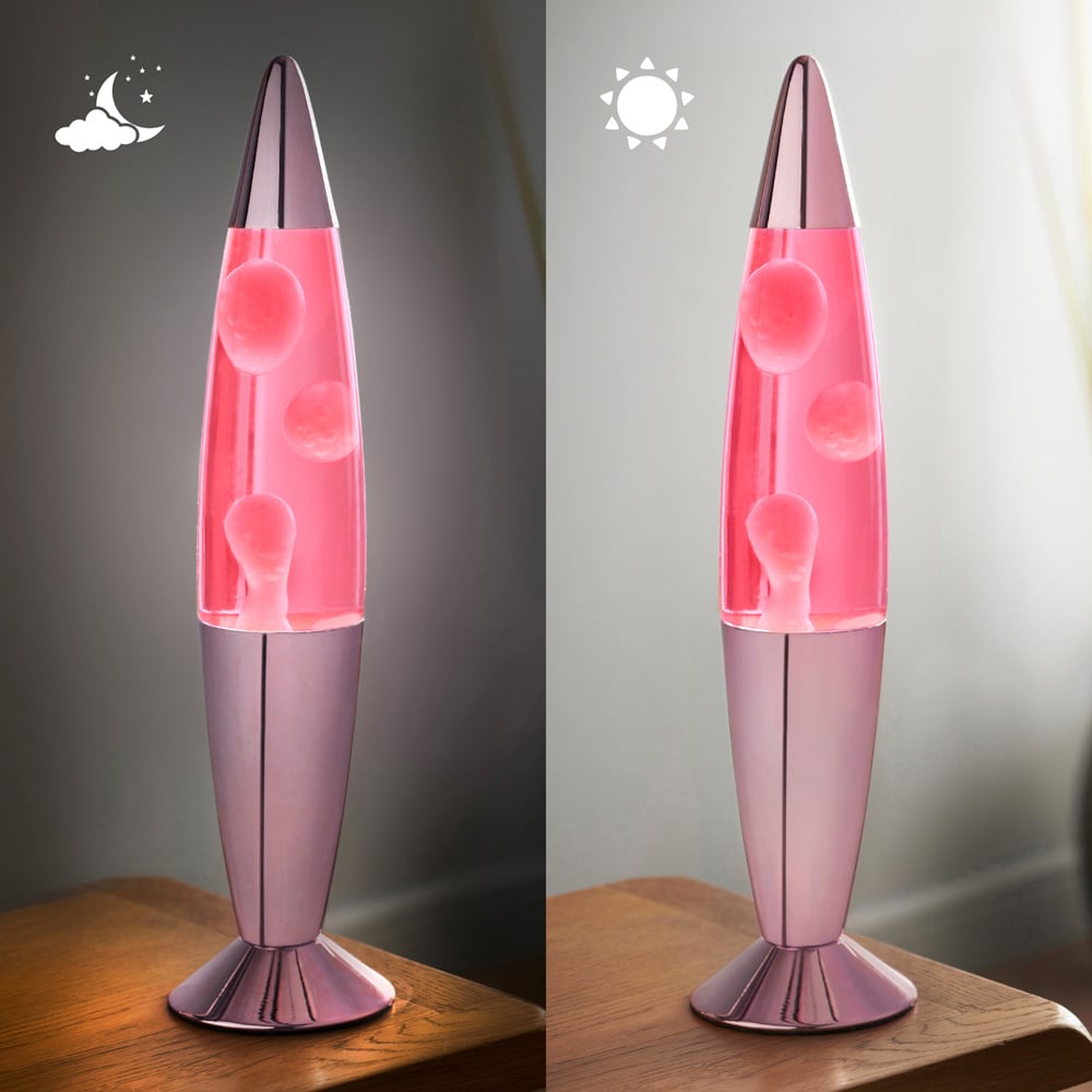 Global Gizmos Pink Wax Rose Gold Chrome Effect Lava Lamp 16 inch Image 4