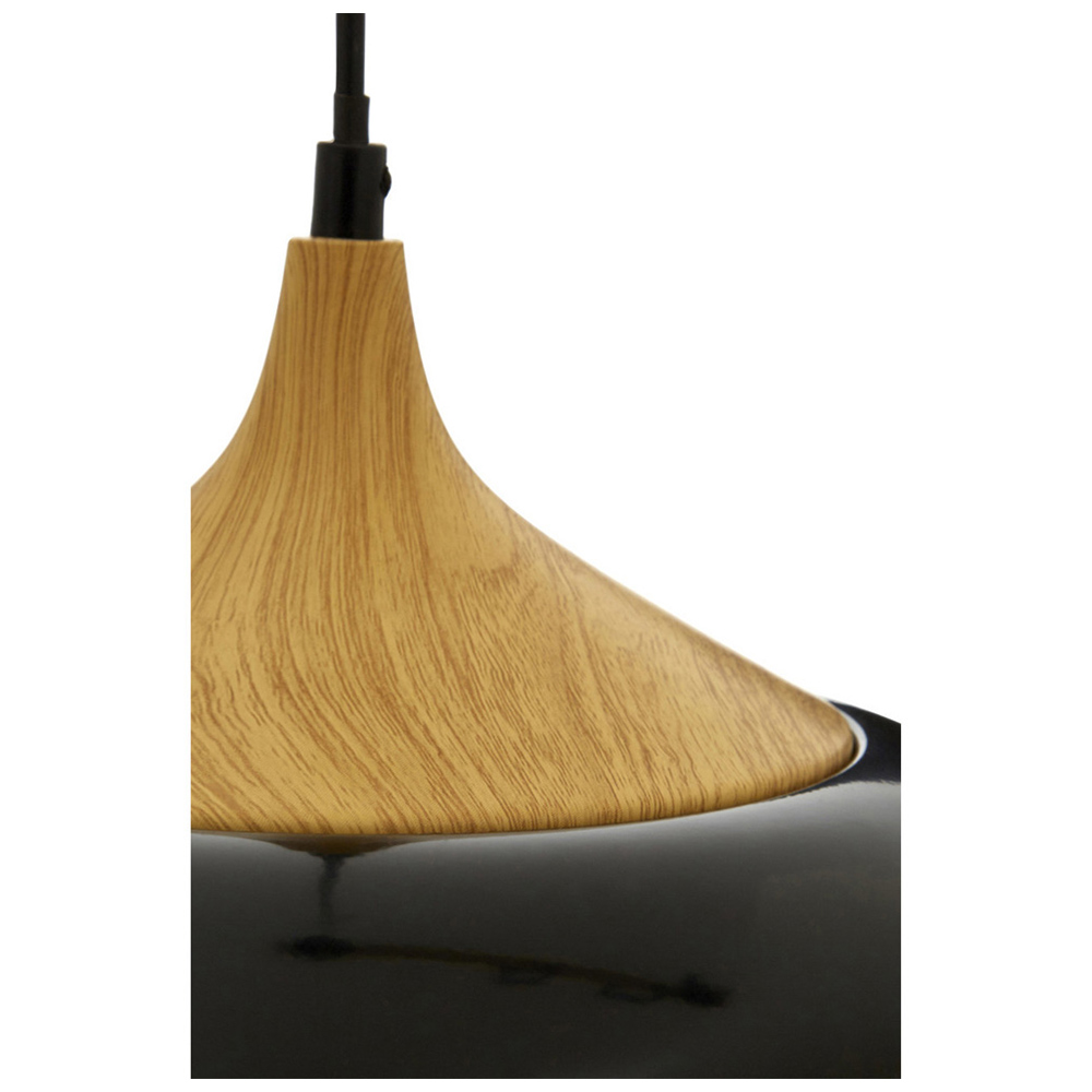 Premier Housewares Black Metal and Wood Pendant Light Image 5
