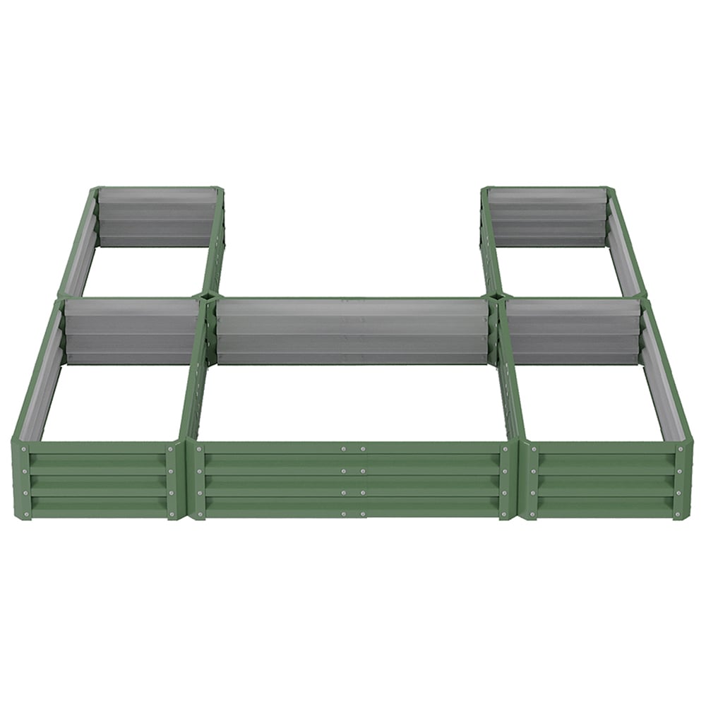 Living and Home Green U Shap Zinc Steel 5 Compartment Raised Garden Bed 243 x 241cm Image 2