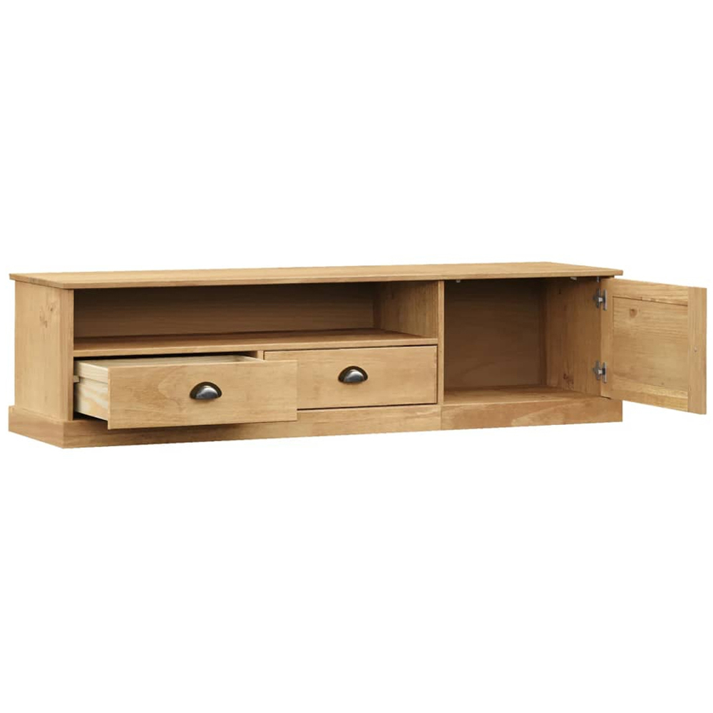 vidaXL Vigo Single Door 2 Drawer Single Shelf Brown Solid Pine Wood TV Cabinet Image 4