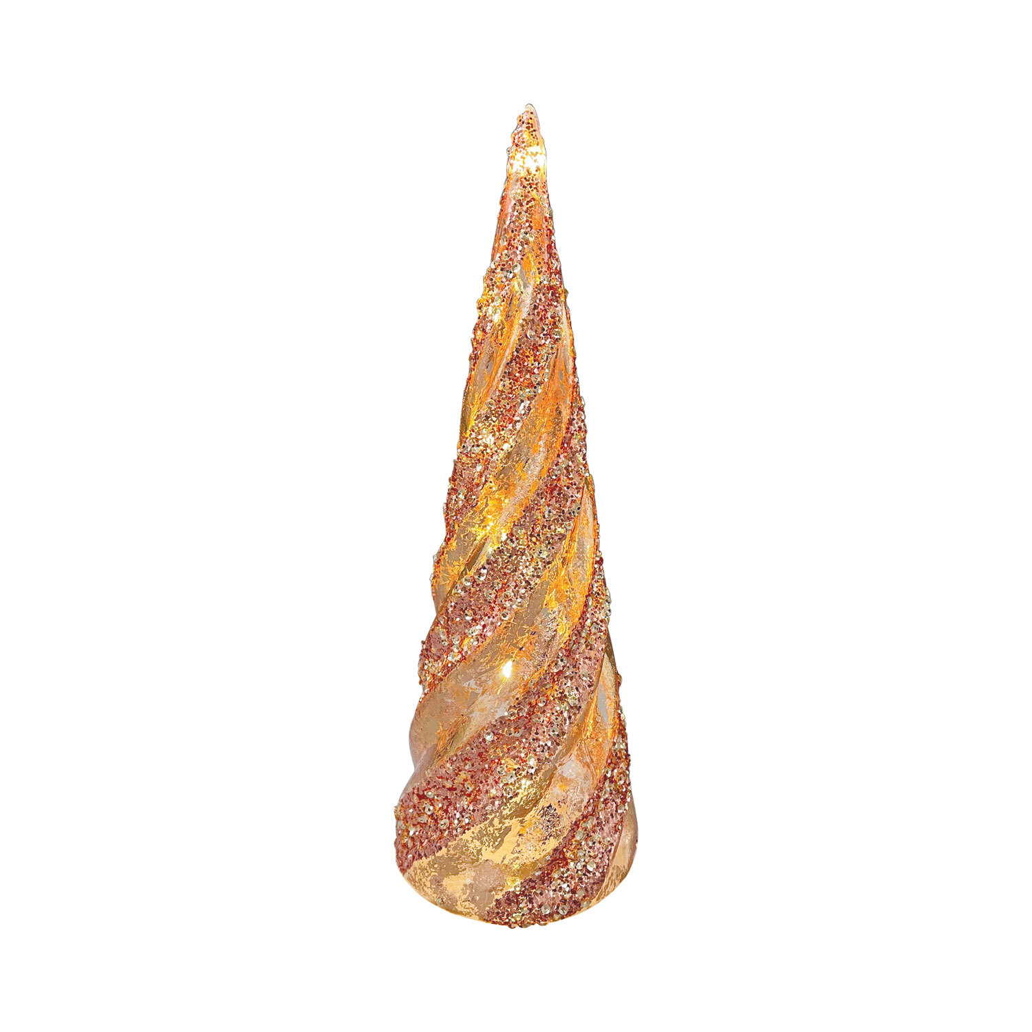 Majestic Metallics LED Rose Gold Swirl Cone Decoration Ornament Image 2