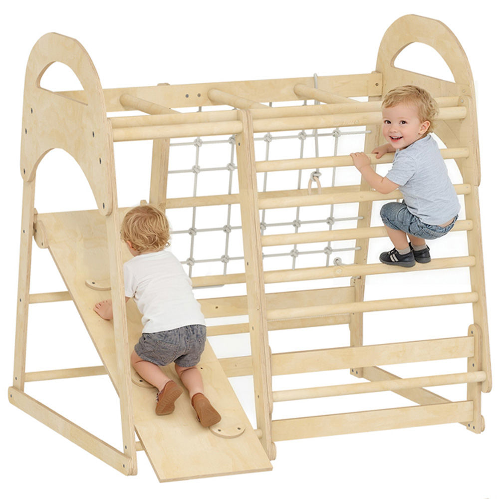 Tommy Toys AIYAPLAY 6-in-1 Kids Indoor Climbing Frame with Slide Monkey Bars and Ladder Image 1