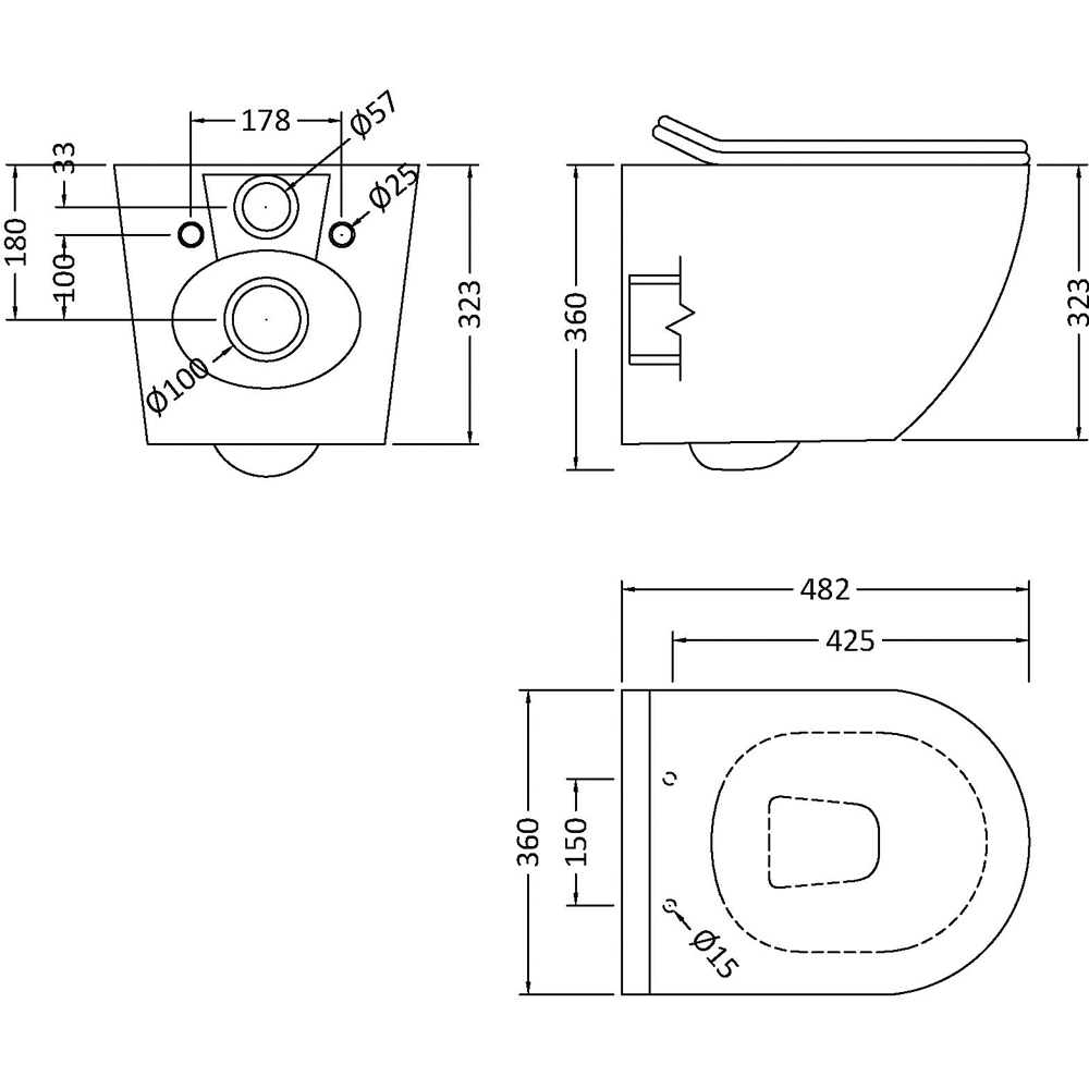 nuie Freya White Wall Hung Pan and Soft Close Seat 360mm Image 2