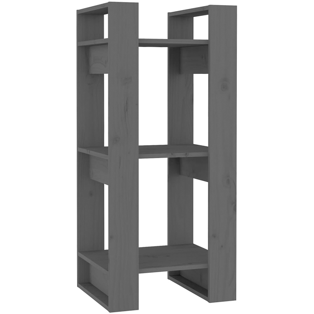 vidaXL 3 Shelf Grey Solid Pine Bookcase Image 2