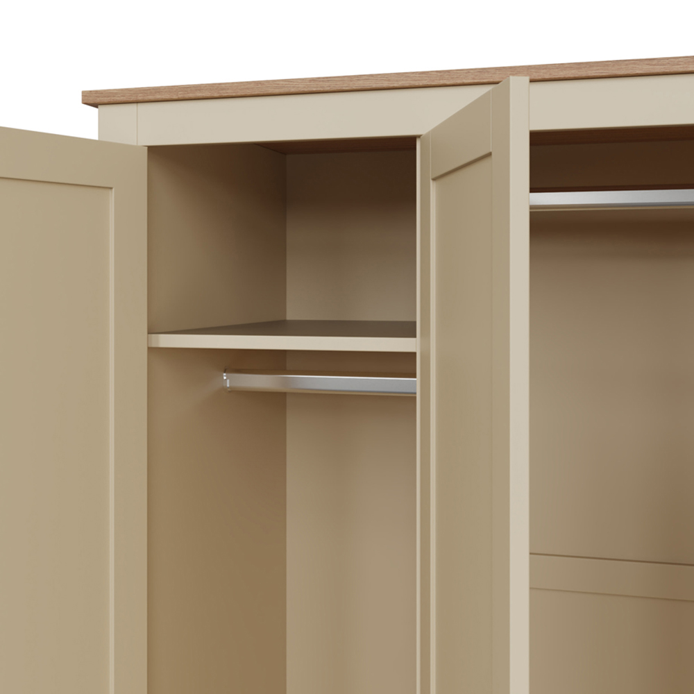 GFW Lancaster 3 Door 2 Drawer Cream Wardrobe Image 6