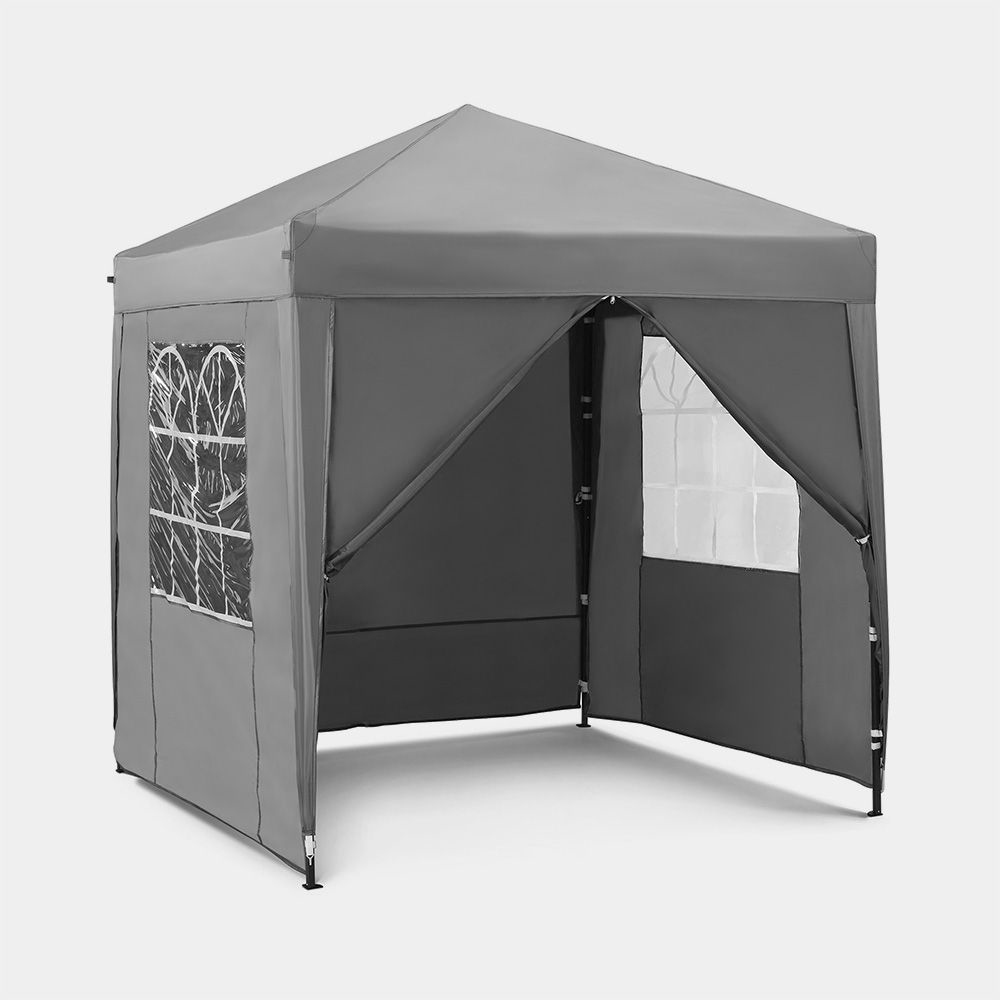 VonHaus 2 x 2m Grey Pop-up Gazebo with Removable Side Panel Image 2