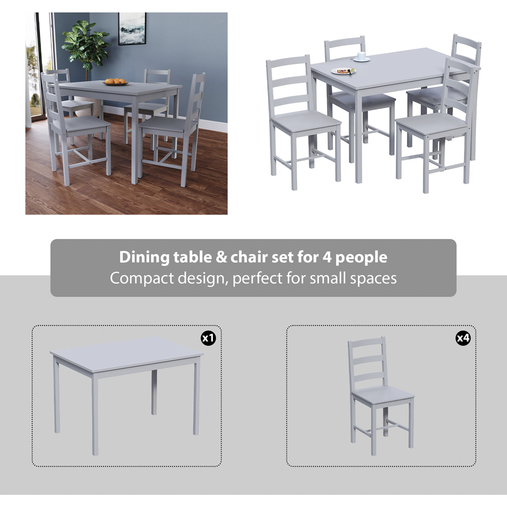 Vida Designs Yorkshire 4 Seater Dining Set Grey Image 8