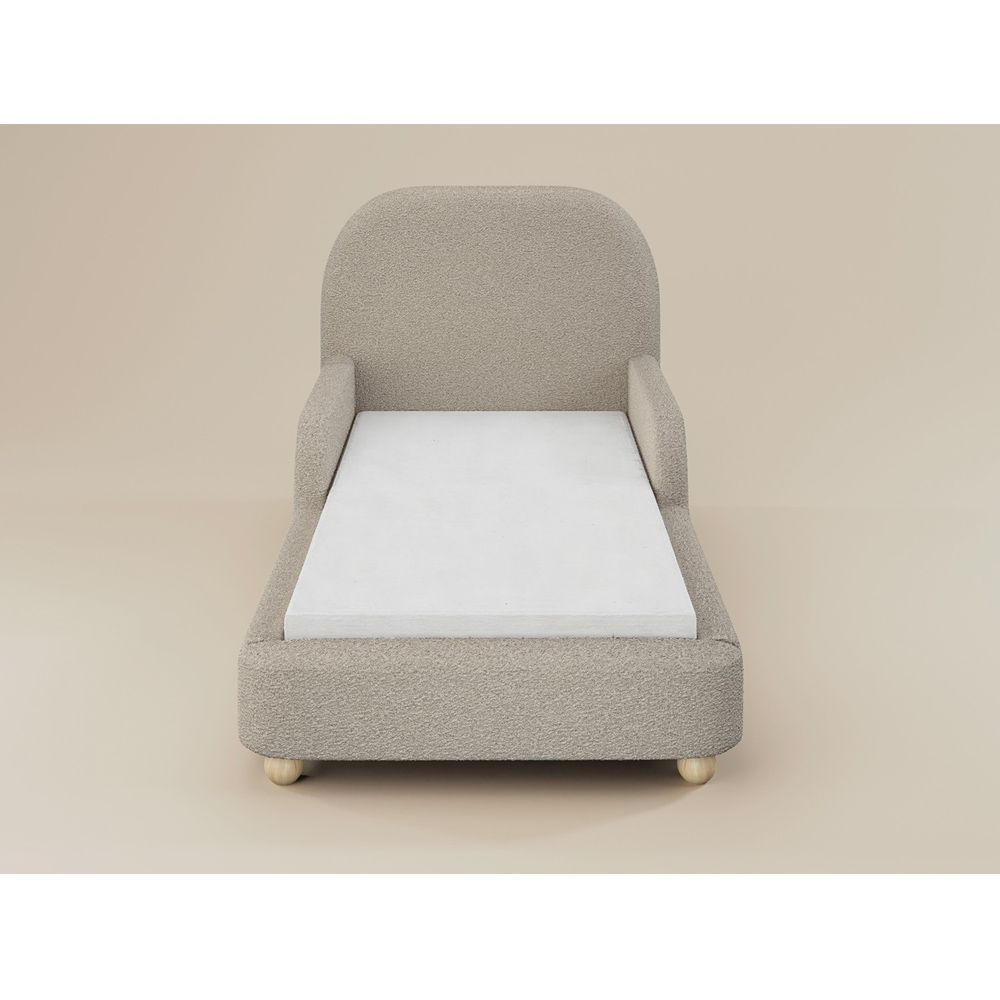 Flair Kira Single Beige Boucle Upholstered Single Bed with Curved Headboard Image 3
