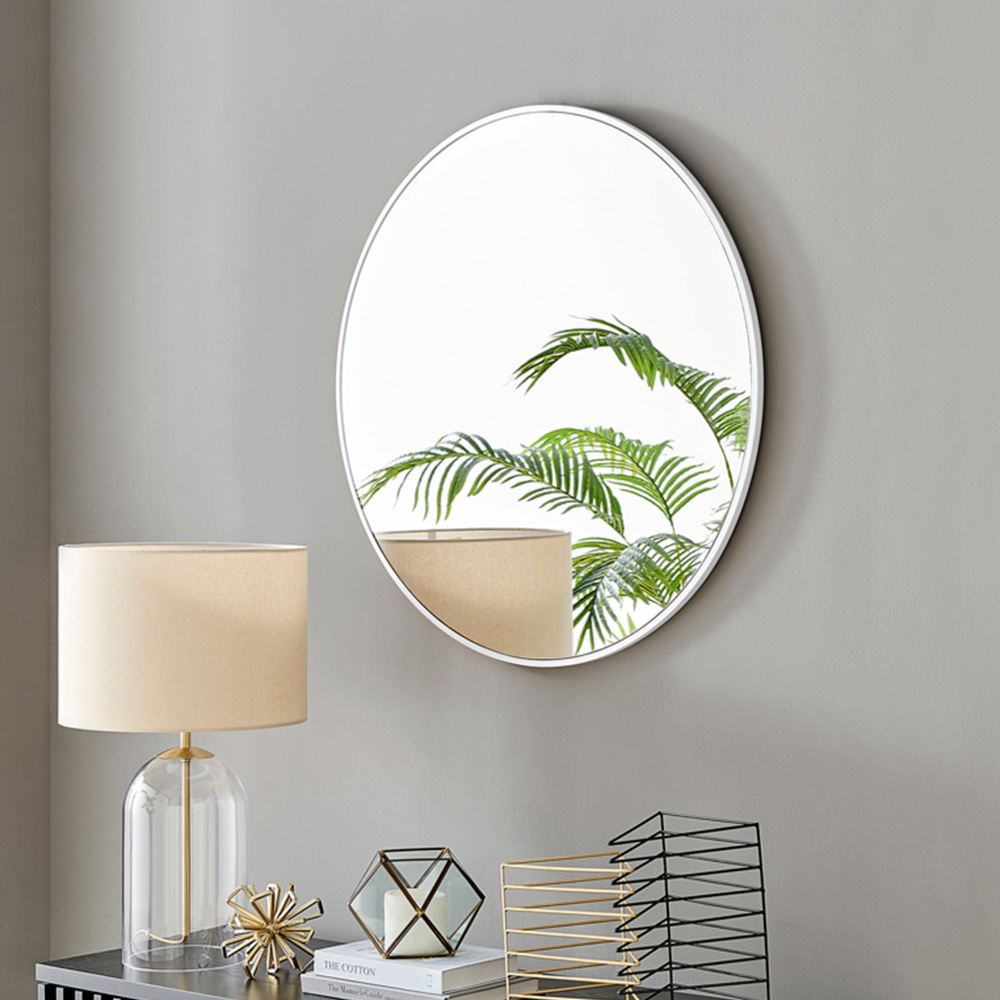 Furniturebox Emma Round White Frame Wall Mirror 80cm Image 2