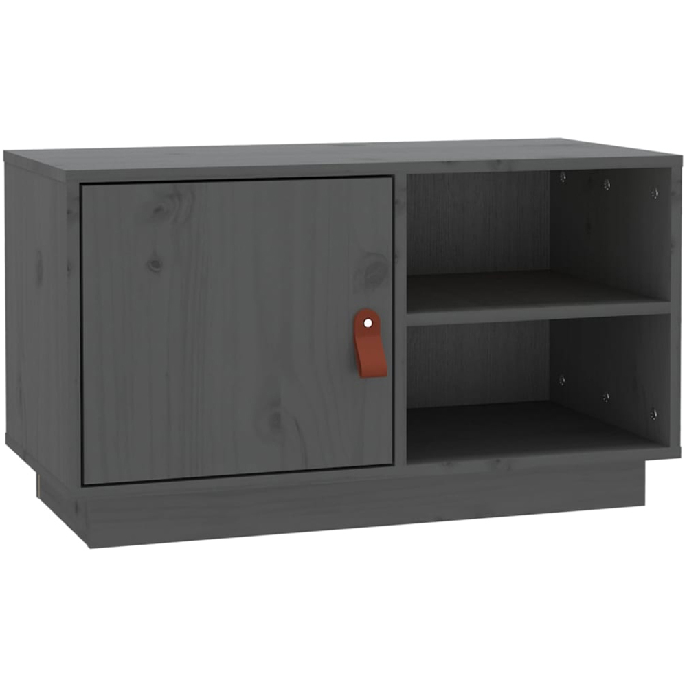 vidaXL Single Drawer 2 Shelf Grey Solid Pine TV Cabinet Image 2