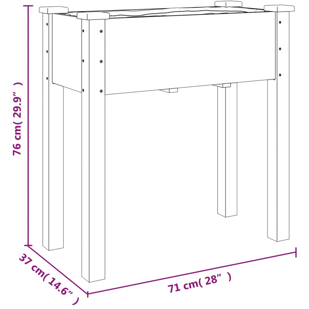 vidaXL Grey Solid Fir Wood Graden Planter 76 x 71 x 37cm Image 5