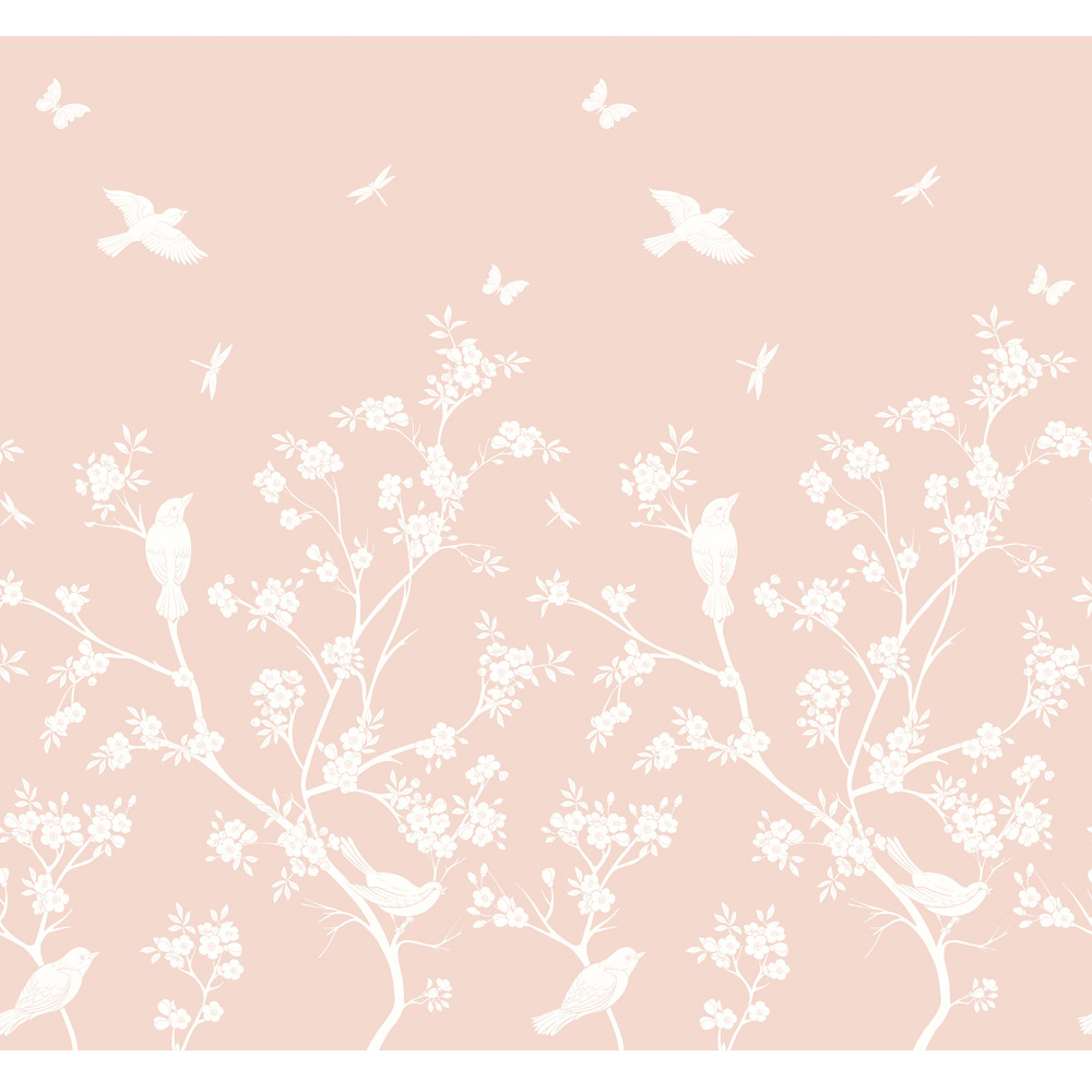 Origin Murals Repeatable Blossom Trail Blush Pink 3 Drop Wall Mural Image 2