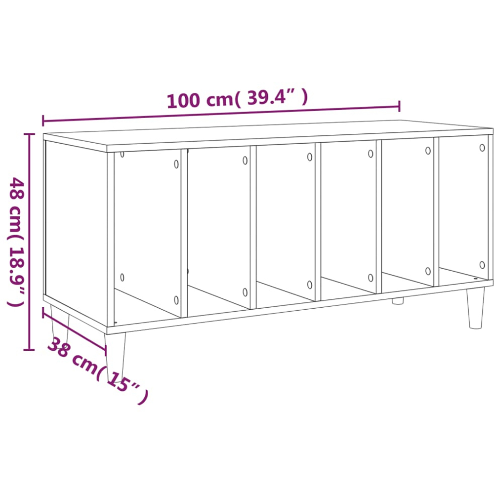 vidaXL 6 Shelf Smoked Oak Record Cabinet Image 8